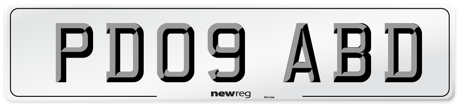 PD09 ABD Number Plate from New Reg
